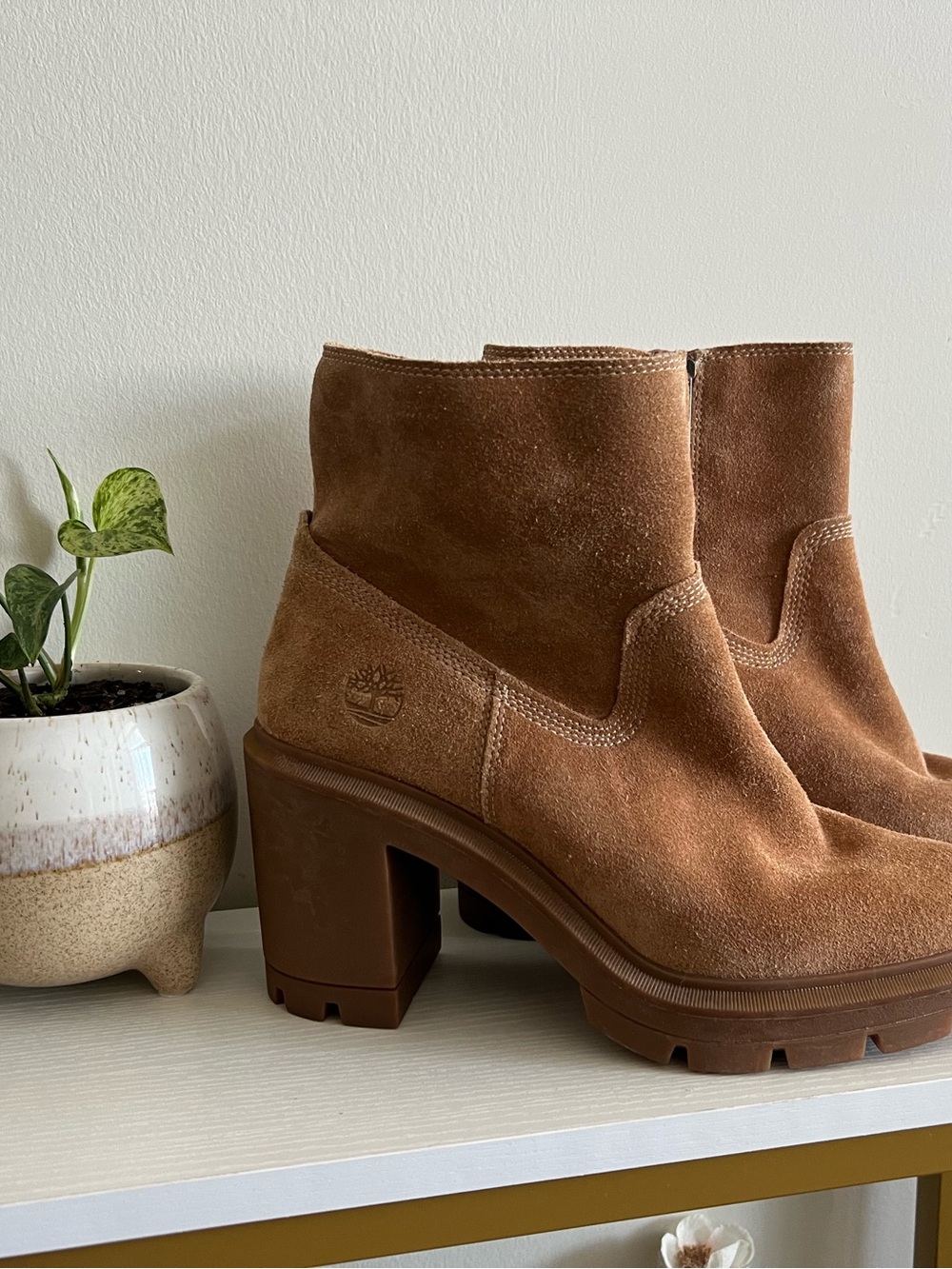 Timberland Chestnut Suede Platform Ankle Booties
